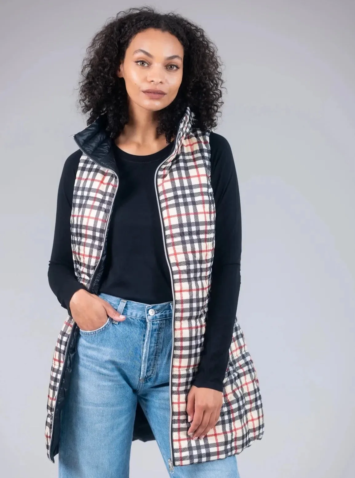 Anorak Long Nylon Reversible Down Vest [WWB-50171CNR]