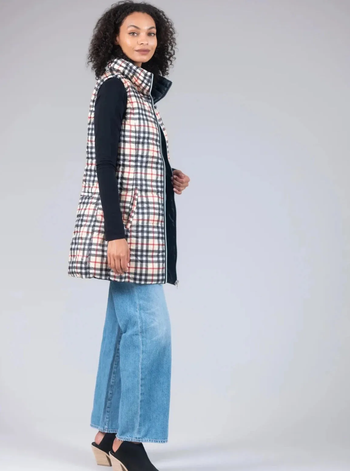 Anorak Long Nylon Reversible Down Vest [WWB-50171CNR]
