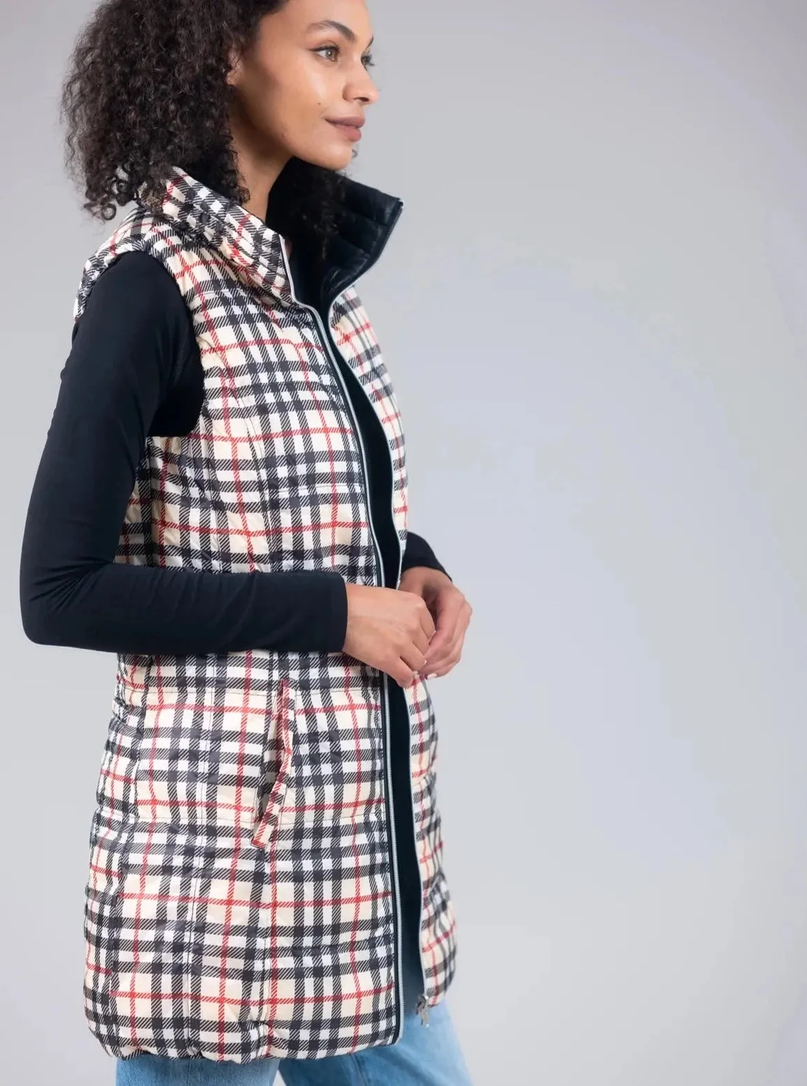 Anorak Long Nylon Reversible Down Vest [WWB-50171CNR]