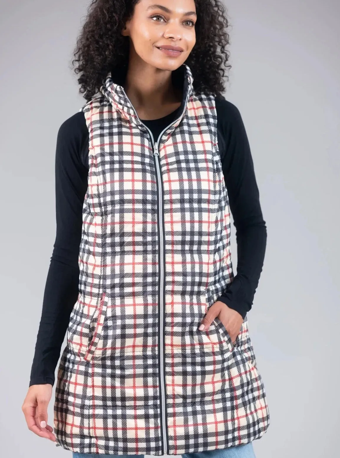 Anorak Long Nylon Reversible Down Vest [WWB-50171CNR]