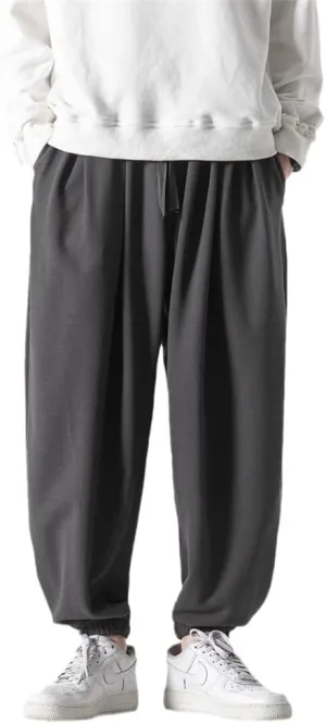 Autumn Men Waffle Harem Pants Drawstring Chinese Style Trousers Male Streetwear Hip Hop Oversized s3 L