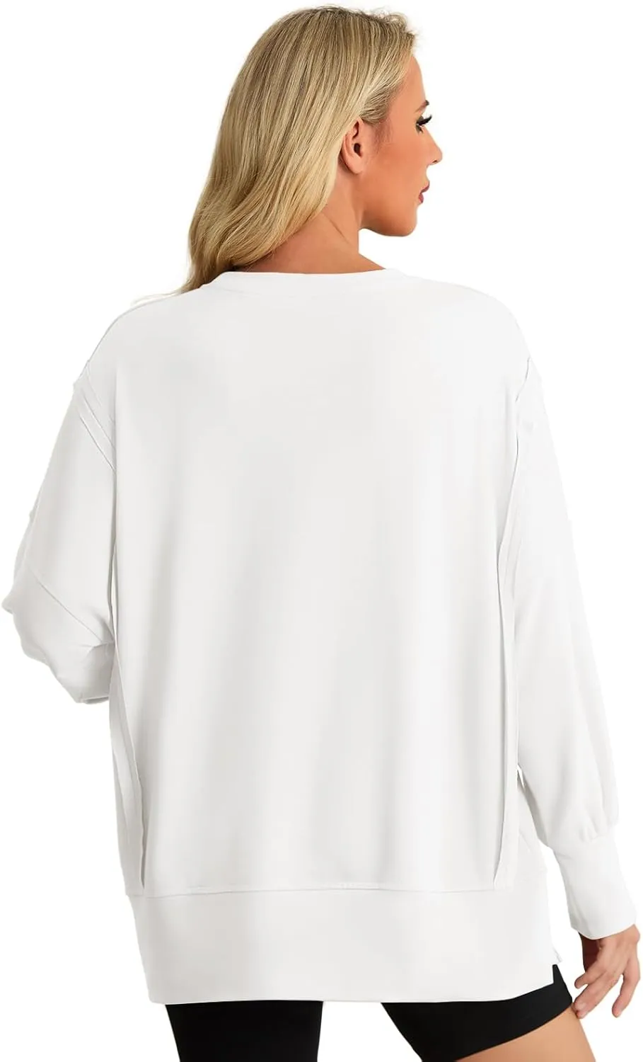 AWULIFFAN Womens Oversized Reverse Seam Sweatshirt Casual Long Sleeve Crewneck Pullover Tops Side Slit Fashion Sweatshirts