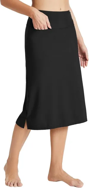 baleaf Women's 28" Midi Length Long Swim Skirts with Legging Modest High Waisted Tankini Skirt Bottom UPF 50 