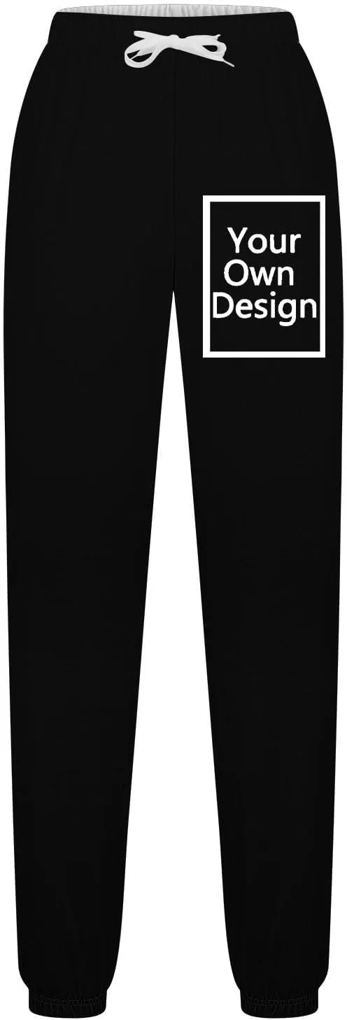 Binmer Custom Sweatpants Jogger Pants for Womens, Personalized Design Your Own Add Image Text Photo Drawstring Sport Trousers