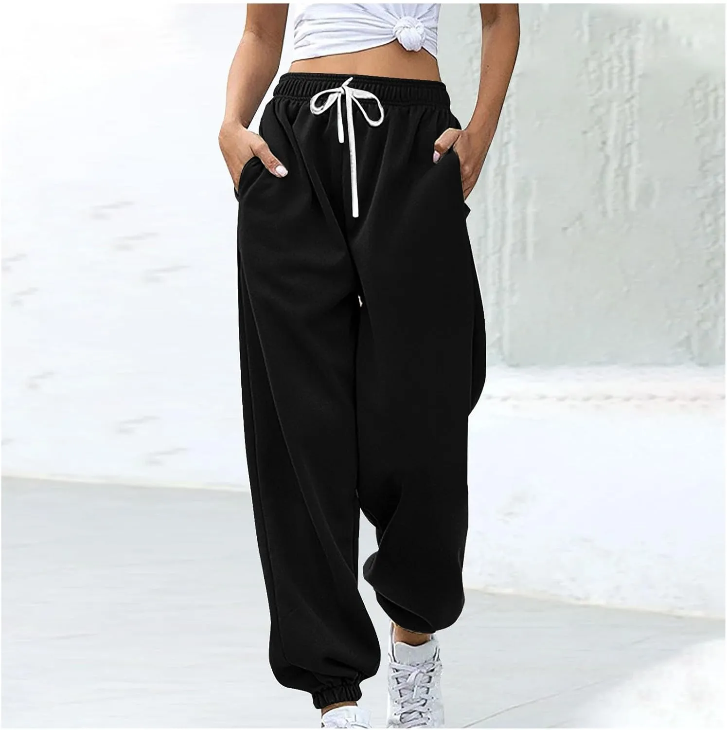 Binmer Custom Sweatpants Jogger Pants for Womens, Personalized Design Your Own Add Image Text Photo Drawstring Sport Trousers