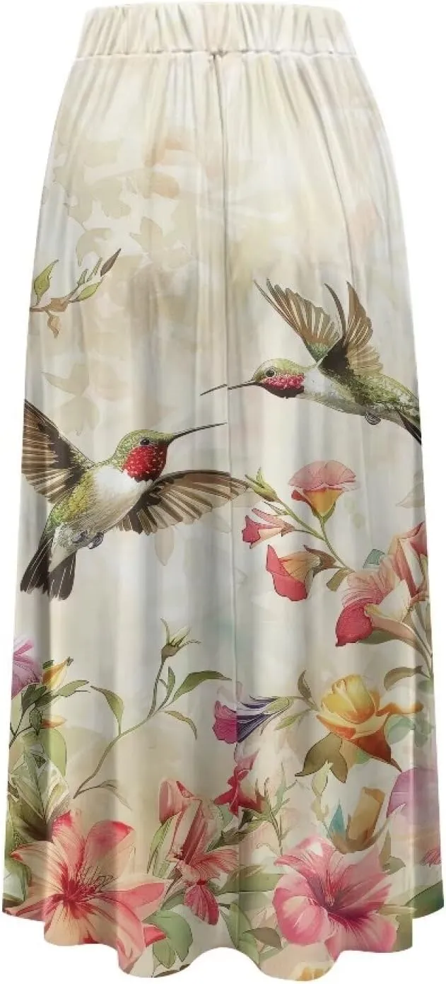 Biyejit Maxi Skirts for Women with Pockets Casual Long Skirt Midi Length Casual Skirt for Beach Party Holiday