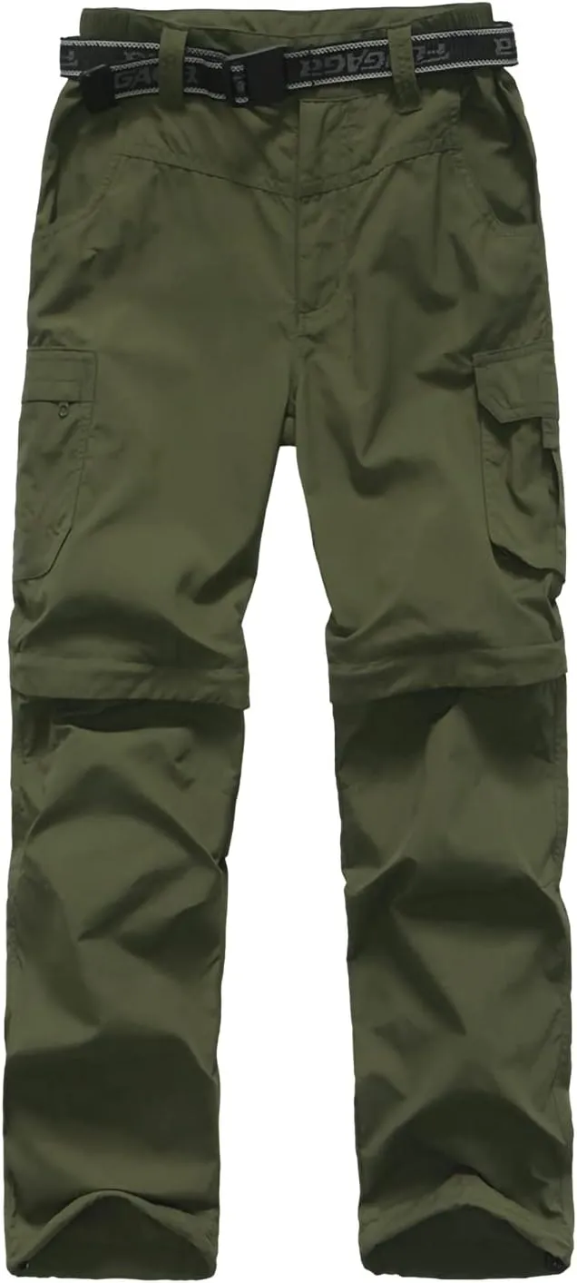 Boys Convertible Hiking Pants Lightweight Quick Dry Zip Off Pants for Kids Youth Outdoor UPF 50  Casual Cargo Trousers