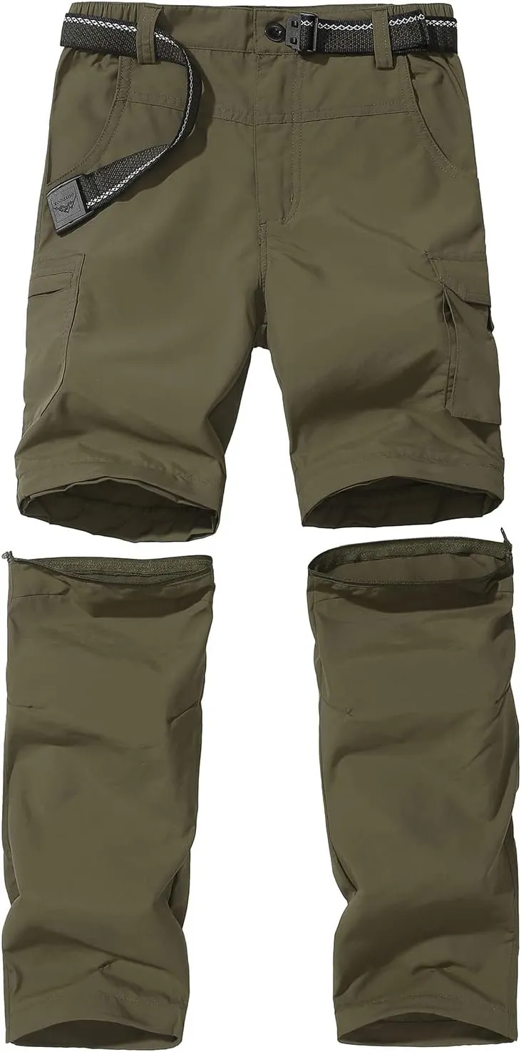 Boys Convertible Hiking Pants Lightweight Quick Dry Zip Off Pants for Kids Youth Outdoor UPF 50  Casual Cargo Trousers