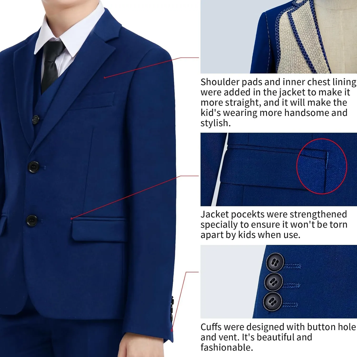 Boys Suit Teenager Suits Set for Boys, Kids Slim Fit Formal Wear Tuxedo, Ring Bearer Outfit for Wedding