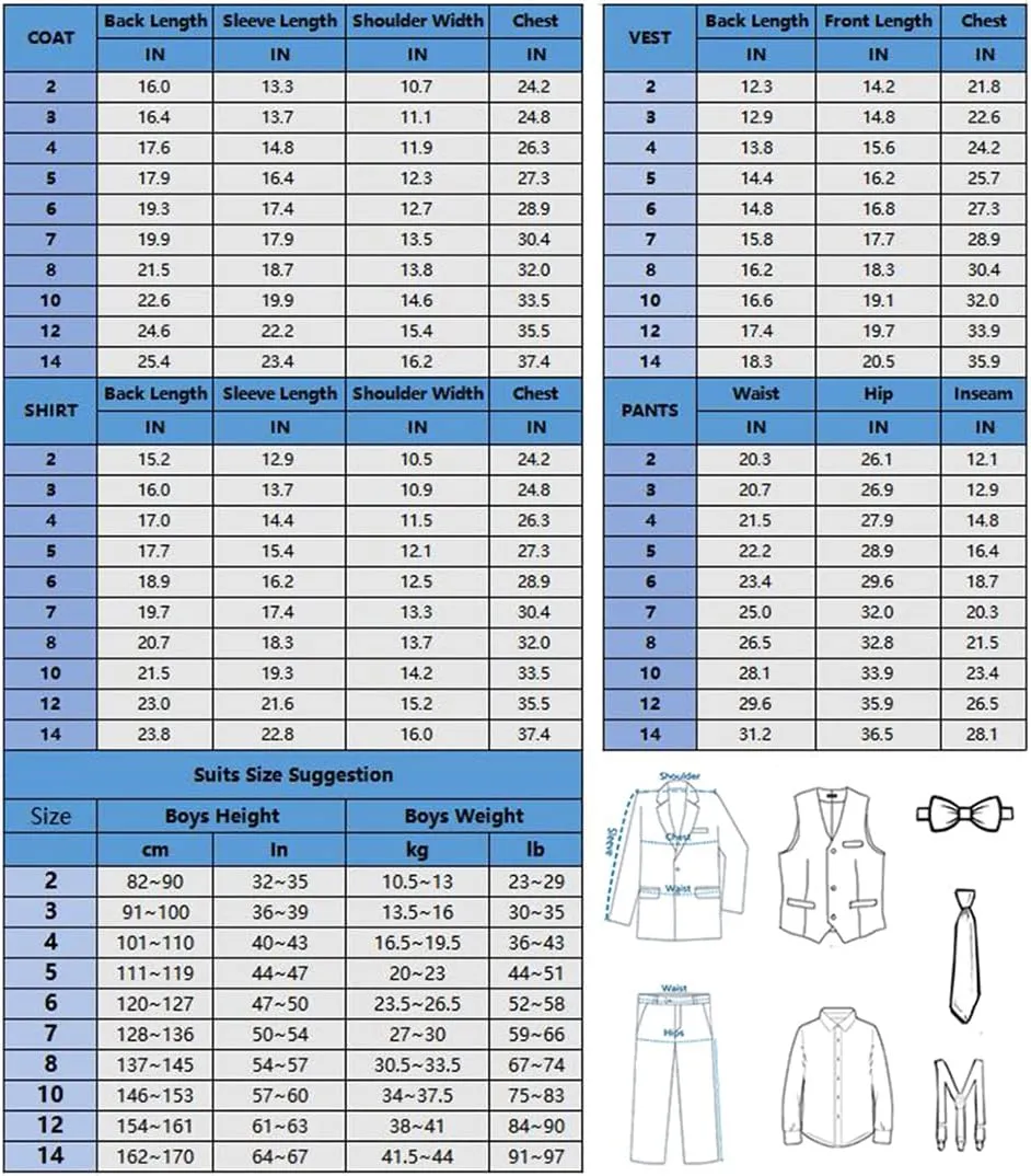 Boys Suits Black Suit for Boy Slim Fit Formal Toddler Kids 7Pcs Vest Dress Pants Blazer Ring Bearer Outfit with Accessory