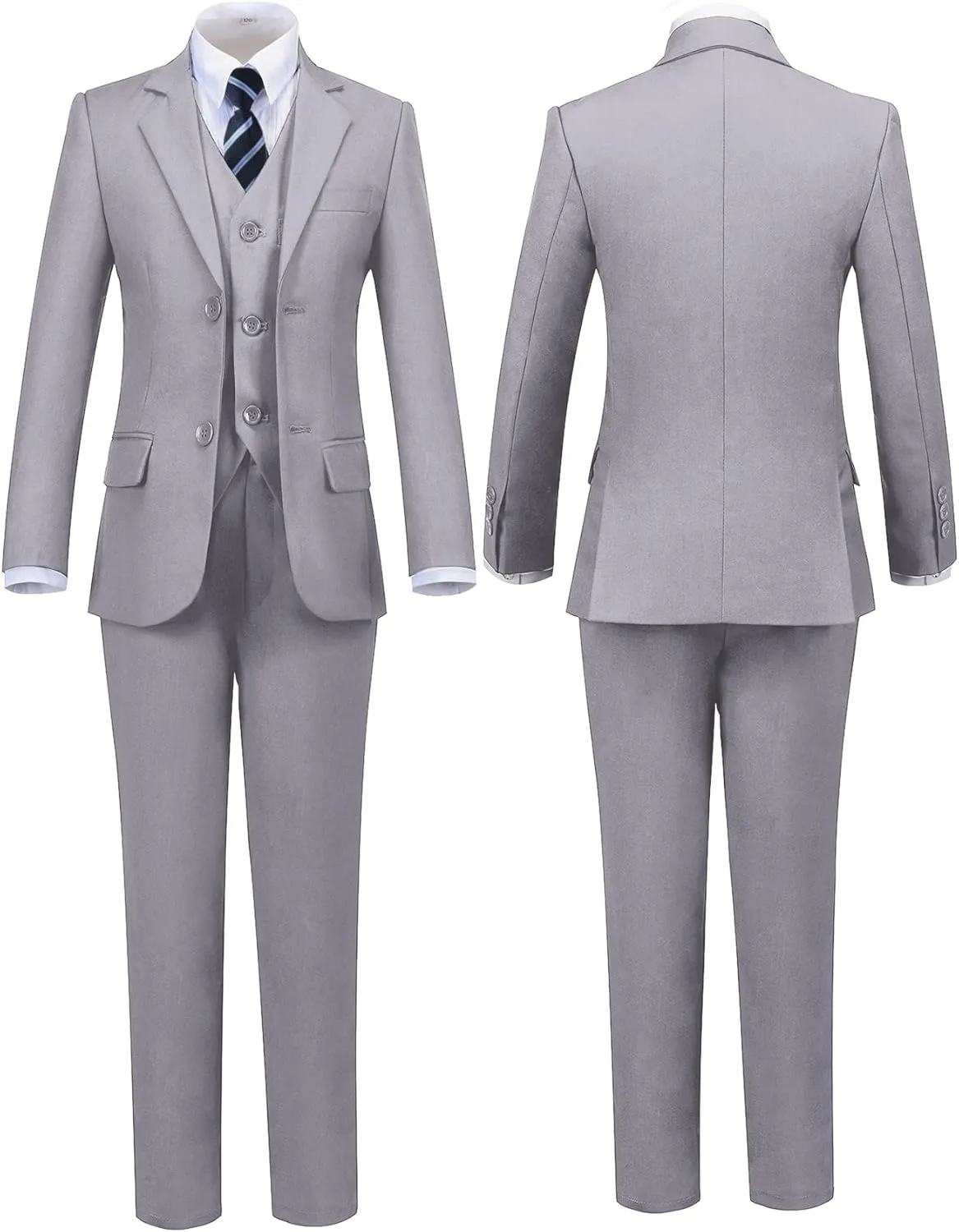 Boys Suits Black Suit for Boy Slim Fit Formal Toddler Kids 7Pcs Vest Dress Pants Blazer Ring Bearer Outfit with Accessory