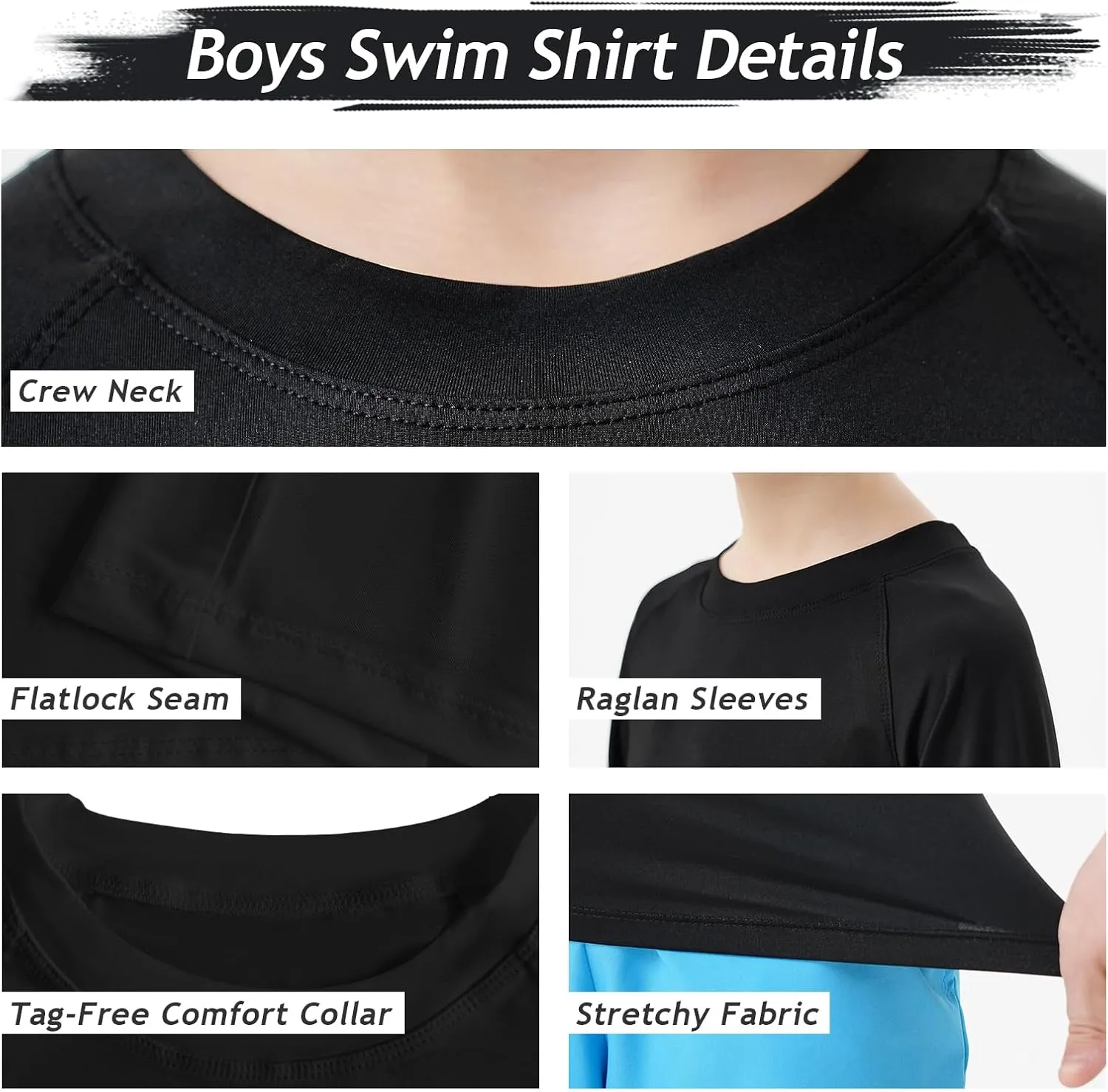 Boys UPF 50  Rash Guard Long Sleeve Swim Shirt UV Sun Protection Swimsuit SPF Water Surfing Sun Shirts for Boy Kids Quick Dry
