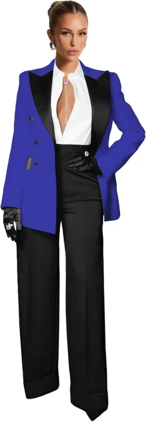 Business Pant Suits for Women Wedding Women Suits 2 Piece Double Breasted Tuxedo Casual Peak Lapel Prom Womens Suit