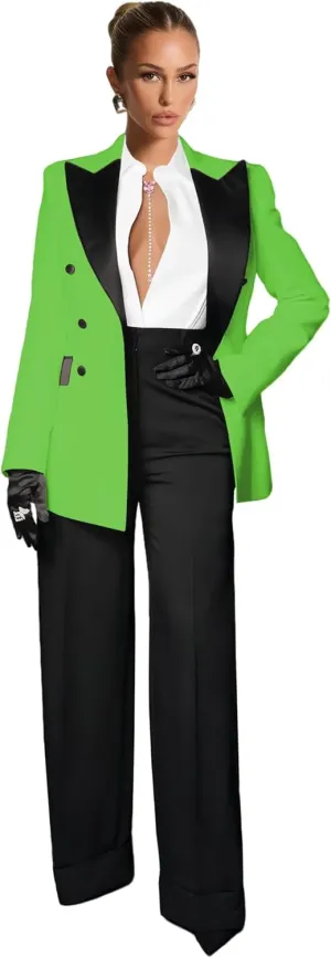 Business Pant Suits for Women Wedding Women Suits 2 Piece Double Breasted Tuxedo Casual Peak Lapel Prom Womens Suit