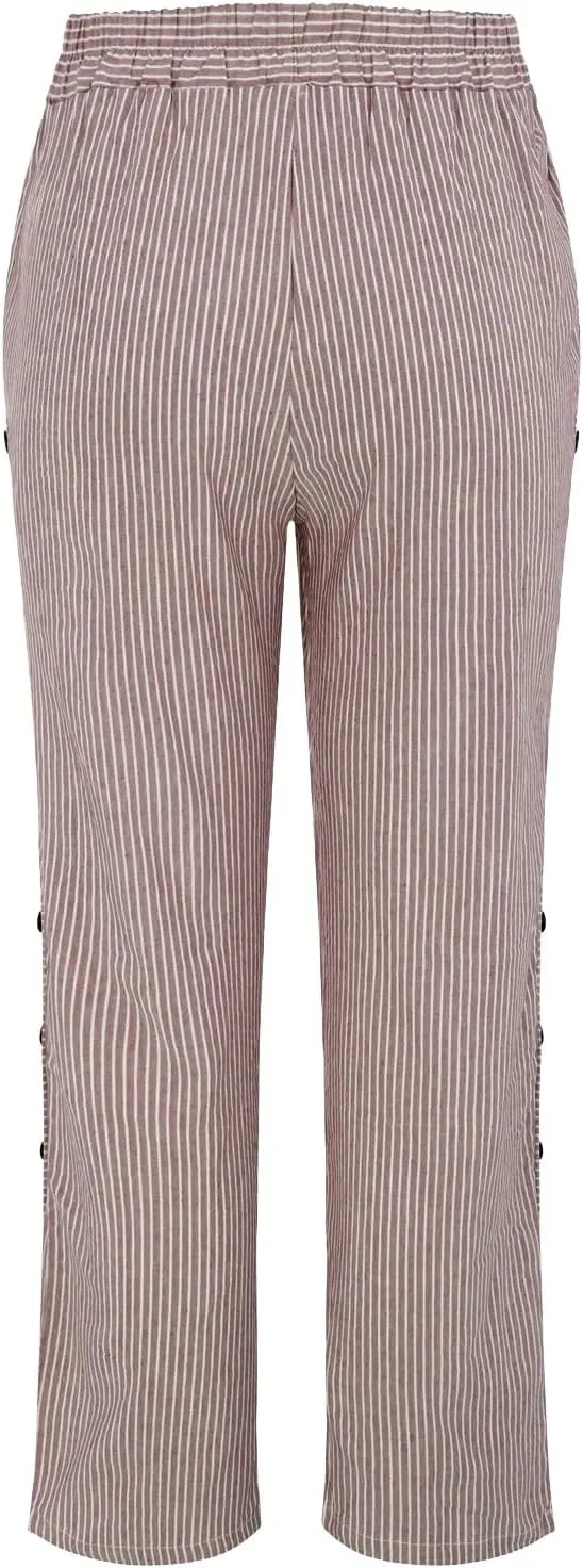 Capri Pants for Women Cotton Linen Pants,Summer Wide Leg Casual Loose Drawstring High Waist Palazzo Pants