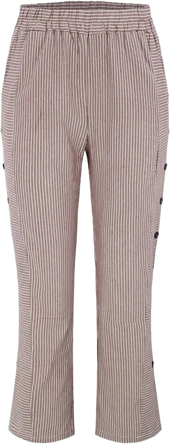 Capri Pants for Women Cotton Linen Pants,Summer Wide Leg Casual Loose Drawstring High Waist Palazzo Pants