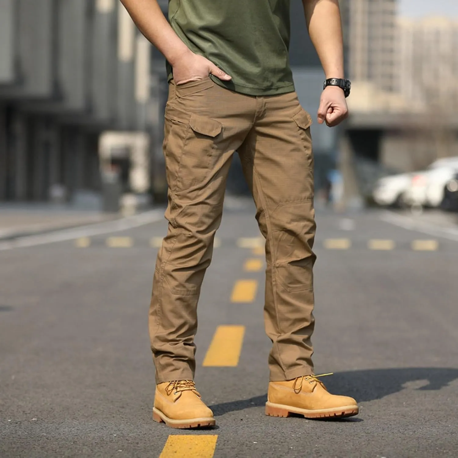 Cargo Pants for Men Cargo Work Pants Overalls Outdoor Elastic Waist Loose Slim Fit Hiking Dry Pant with Pockets
