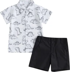 CIYCUIT Toddler Baby Boys Summer Print Shirt Outfits Clothes Short Sleeve Button Down Tops   Shorts Set