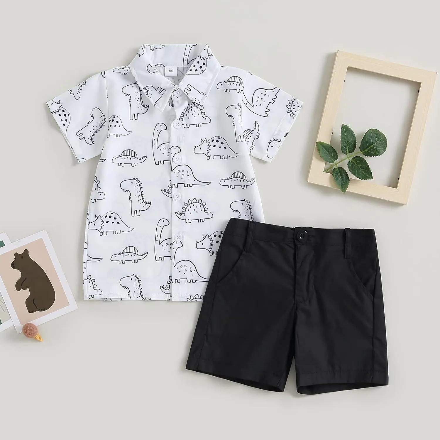 CIYCUIT Toddler Baby Boys Summer Print Shirt Outfits Clothes Short Sleeve Button Down Tops   Shorts Set