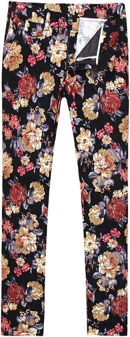 Cloudstyle Mens 2 Piece Suit Notched Lapel Sport Coat Floral One Button Slim Fit Tweed Suit
