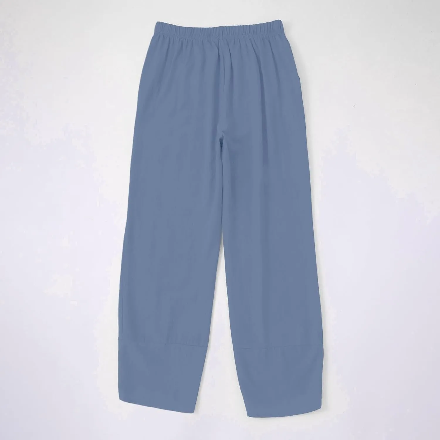 Cotton Linen Pants for Women Summer Casual Capri Pants High Waist Elastic Comfy Loose Palazzo Trousers with Pockets
