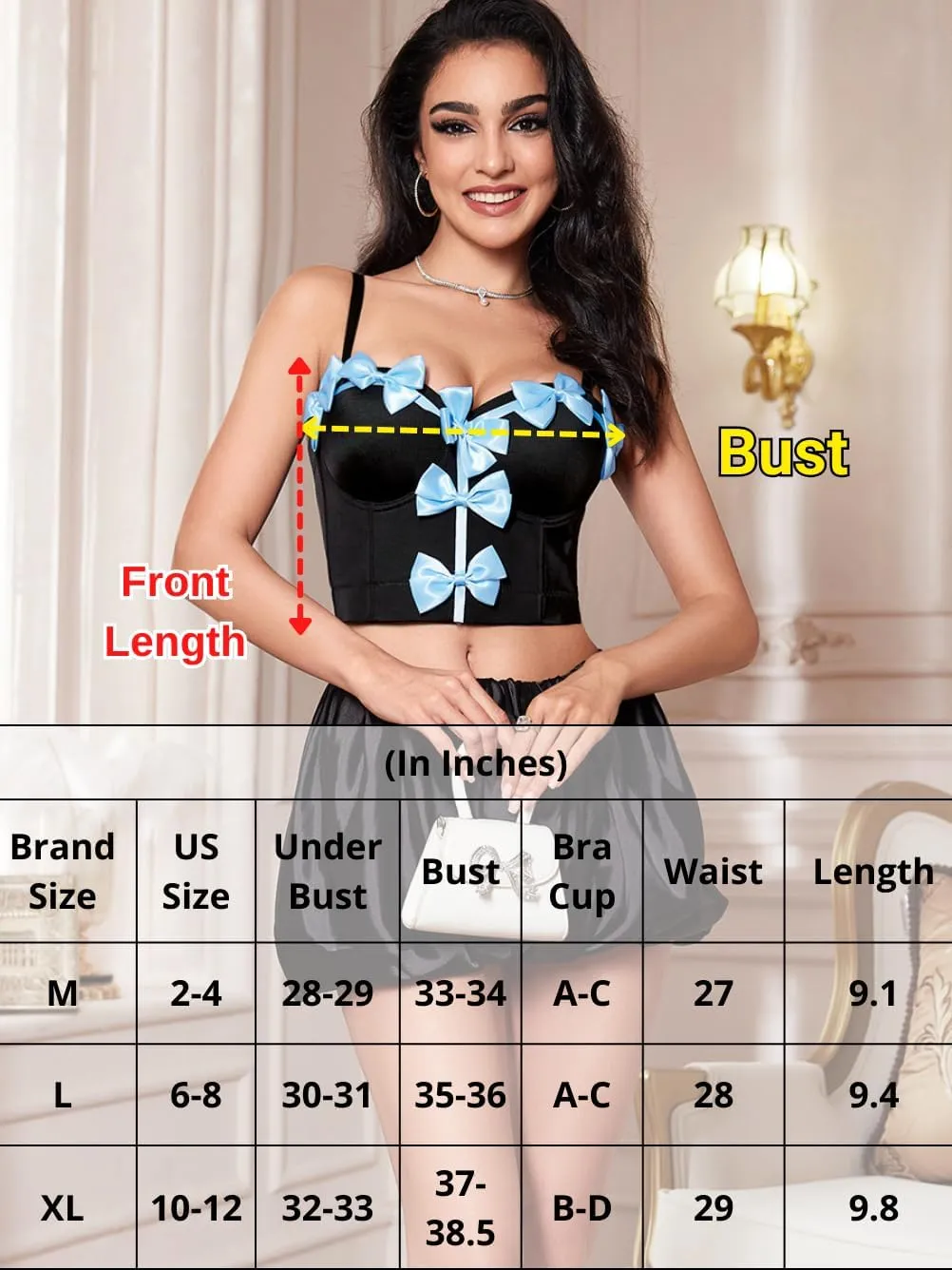 Cute Bow Corset, Detachable Strap as Tube Tops, Birthday Concert Crop Tank, Sexy Bustier For Women
