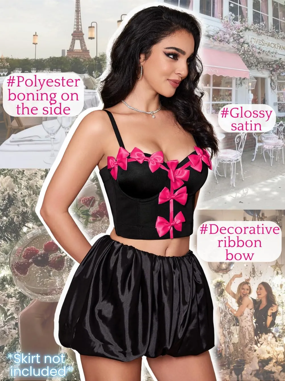 Cute Bow Corset, Detachable Strap as Tube Tops, Birthday Concert Crop Tank, Sexy Bustier For Women