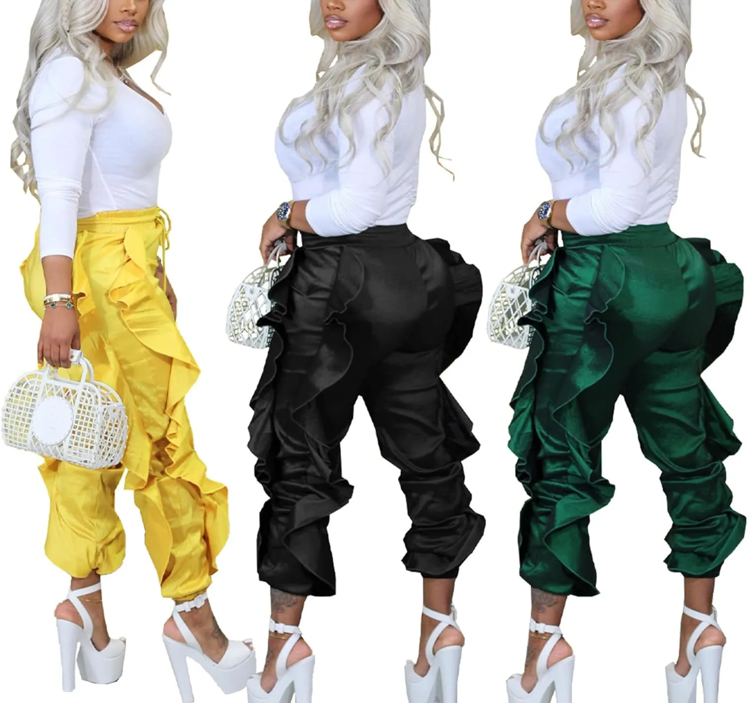 DINGANG Fringe Pants for Women Trousers Long Solid Color High Waisted Pants Sweatpants for Women Streetwear