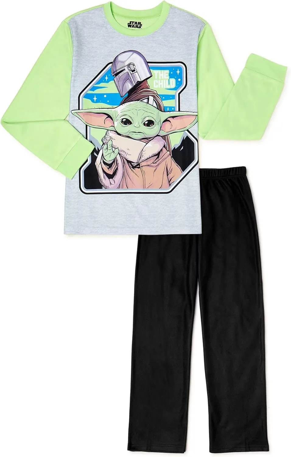 Disney Little Boys Star Wars Baby Yoda 2 Piece Pajamas Sleep Set (4-5) Green