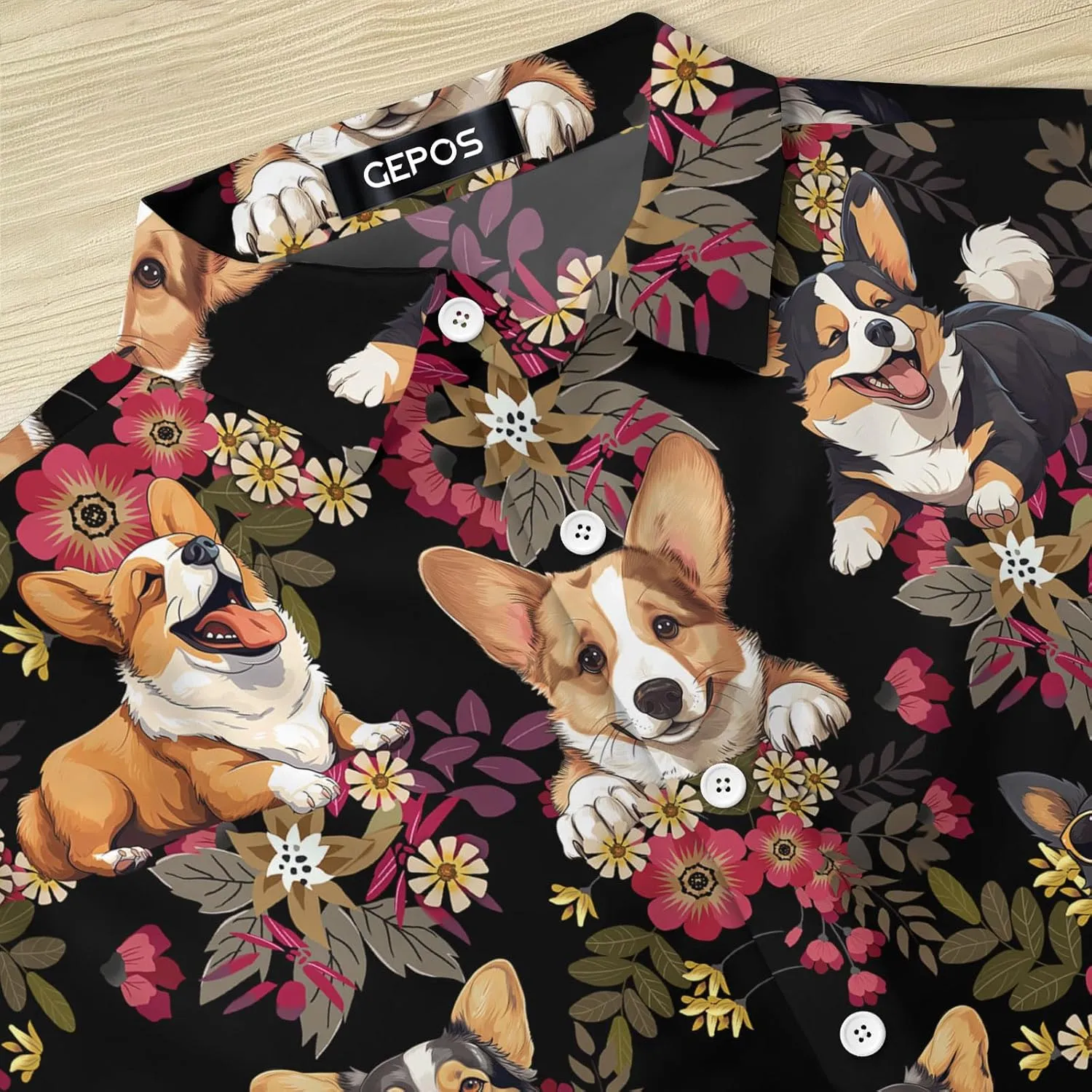 Dog Print Button Shirt, Dog Lover Summer Hawaiian Shirt, for Pet Owners