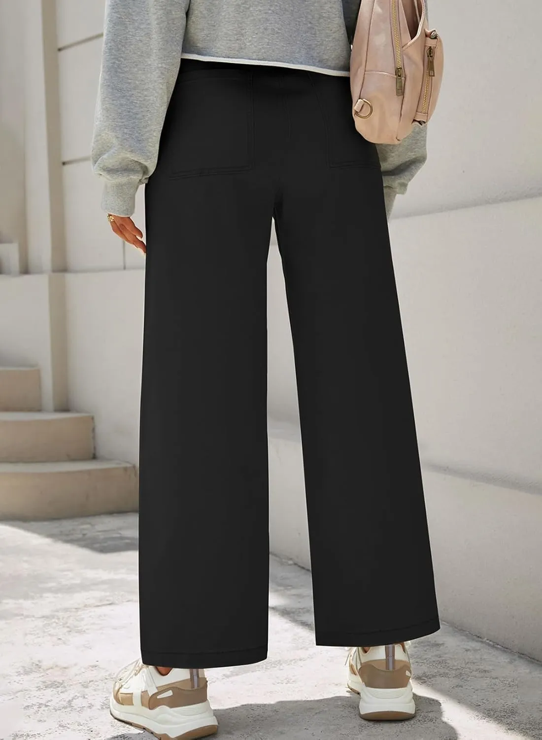 Dokotoo Womens Cargo Pants Women Baggy Wide Leg High Waist Casual Pants Jean Stretch Pants