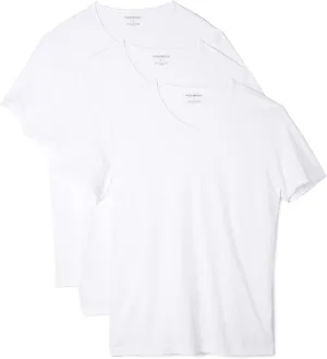 Emporio Armani Men's Cotton V-Neck T-Shirt, 3-Pack, New White, Large