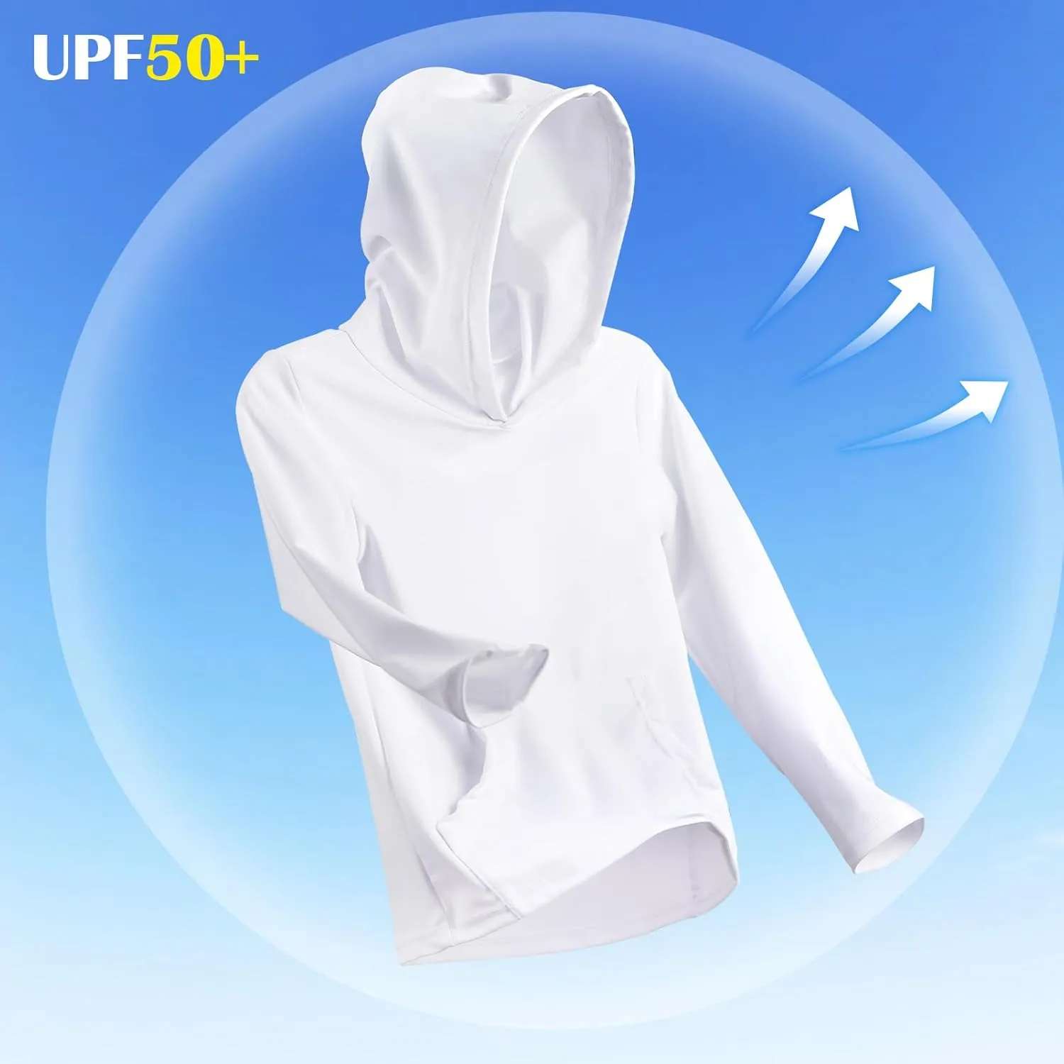 ESTAMICO Boys Hooded Rash Guard Shirts Kids Long Sleeves Quick Dry Surf Shirt UPF 50  Sun Protection Swimwear for 2-12 Years