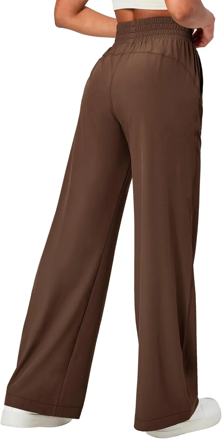 Ewedoos Wide Leg Pants Woman Lightweight Sweatpants Travel Track Work Yoga Dress Pants High Waisted with Pockets Casual