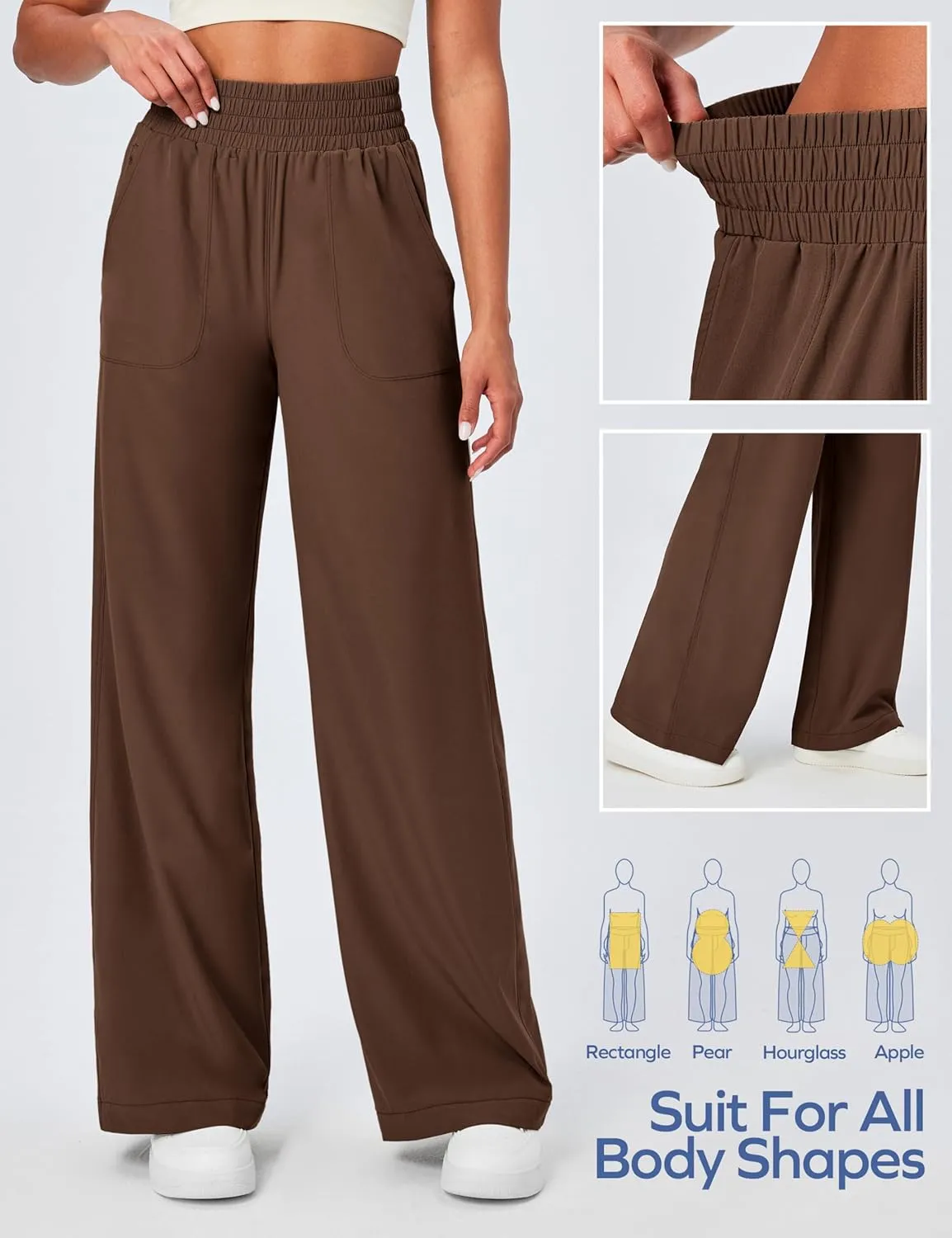 Ewedoos Wide Leg Pants Woman Lightweight Sweatpants Travel Track Work Yoga Dress Pants High Waisted with Pockets Casual