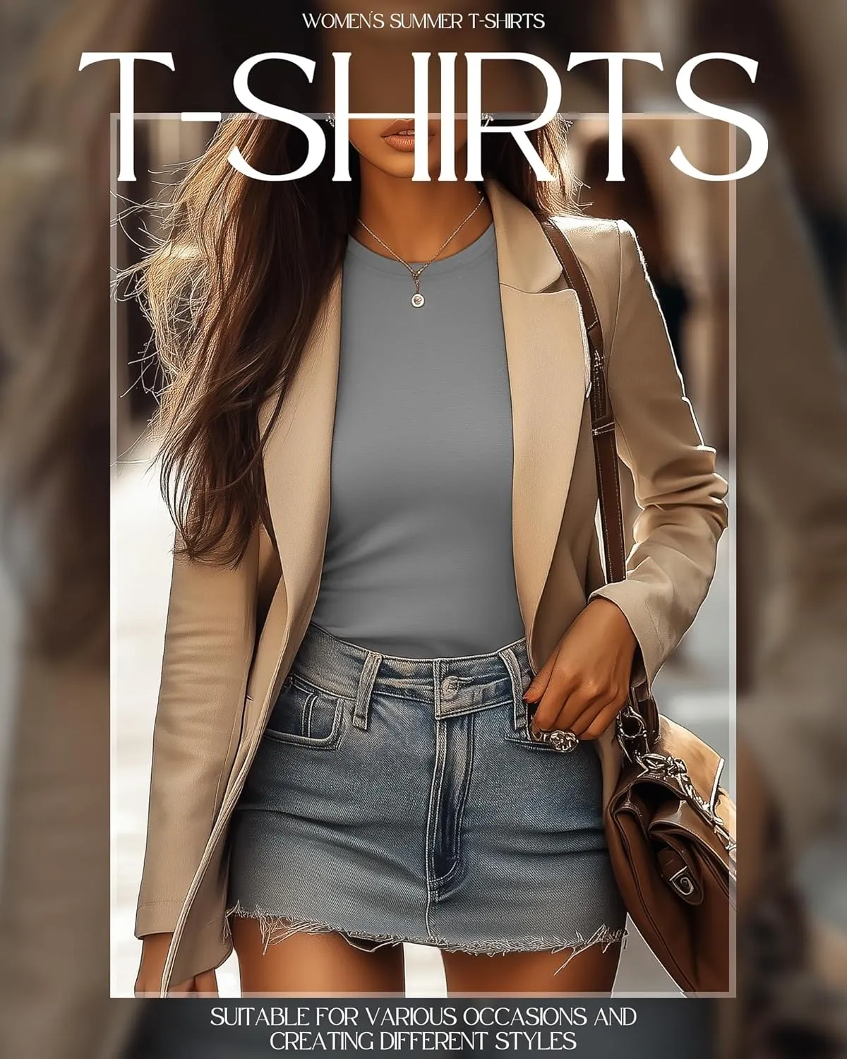 Ficerd 4 Pack Women's Short Sleeve T Shirts Cotton Crew Neck Slim Fitted Tops Basic Casual Shirts Stretchy Going Out Tees