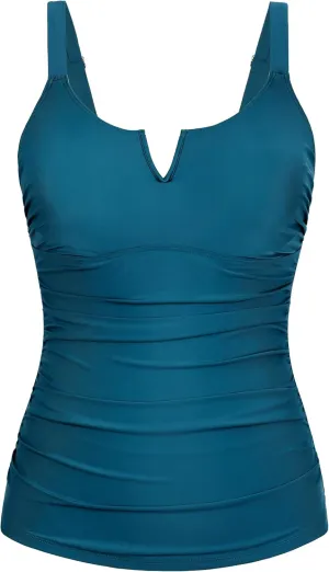 Firpearl Women Underwire Tankini Top Only V Wire Modest Swimsuits Ruched Tummy Control Bathing Suit Tops