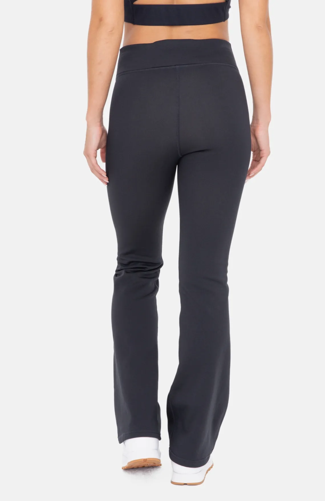 Fleece Lined Flared Leggings in Black