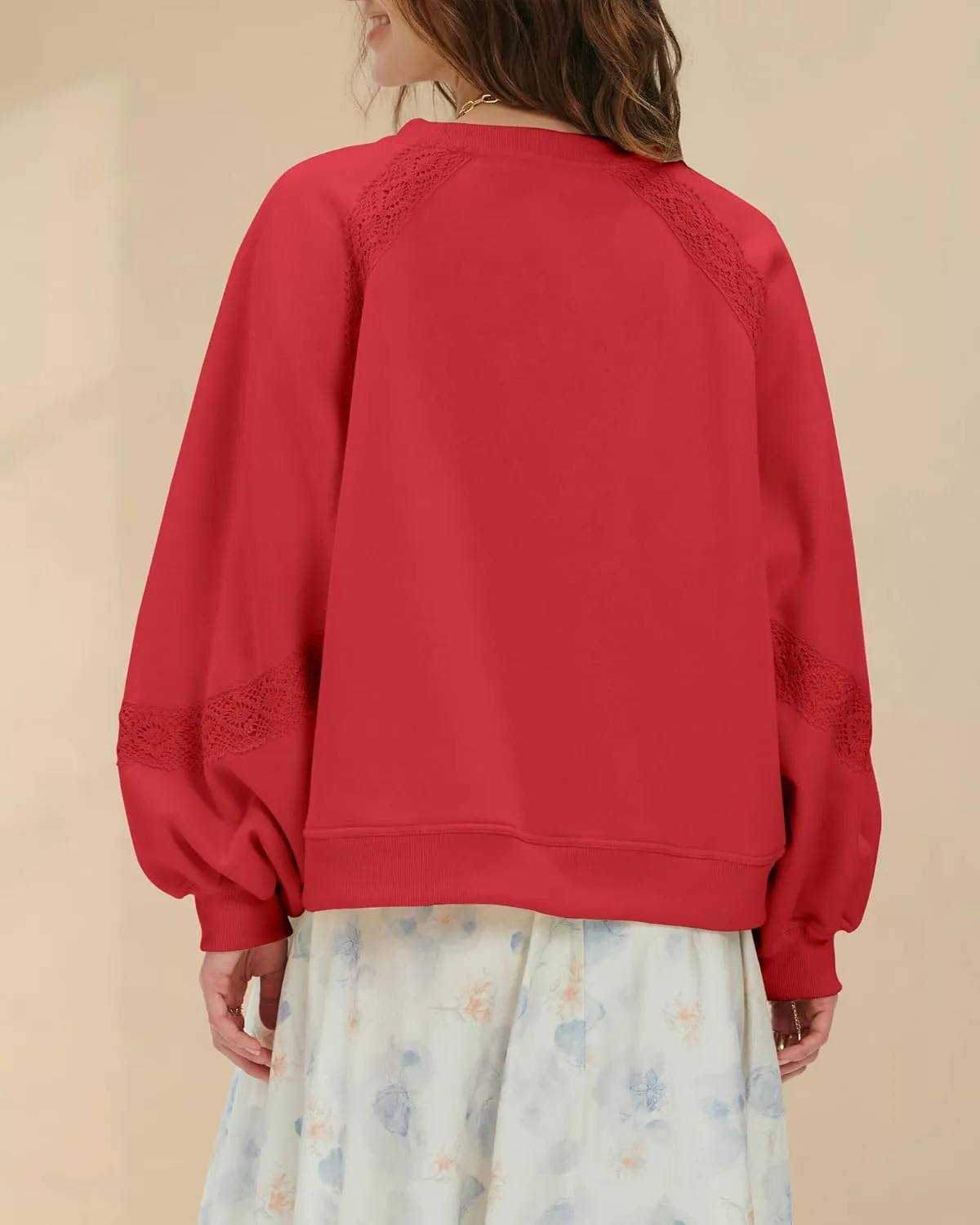 Gacaky Sweatshirt for Women Oversized Fleece Embroidered Crochet Hoodies Cropped Pullover Tops Comfy Fall Outfits Clothes