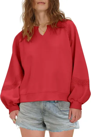 Gacaky Sweatshirt for Women Oversized Fleece Embroidered Crochet Hoodies Cropped Pullover Tops Comfy Fall Outfits Clothes