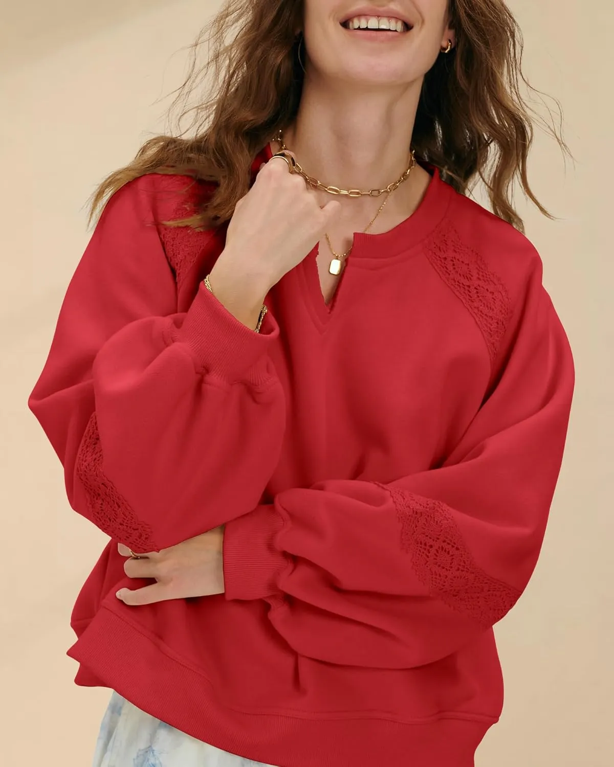 Gacaky Sweatshirt for Women Oversized Fleece Embroidered Crochet Hoodies Cropped Pullover Tops Comfy Fall Outfits Clothes