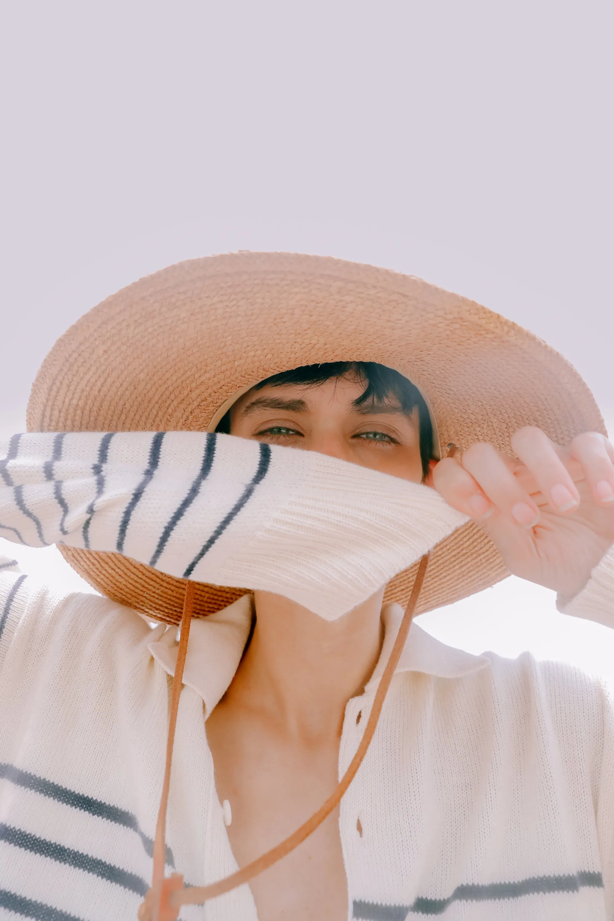 GEORGE COLLAR STRIPED SWEATER - CREAM