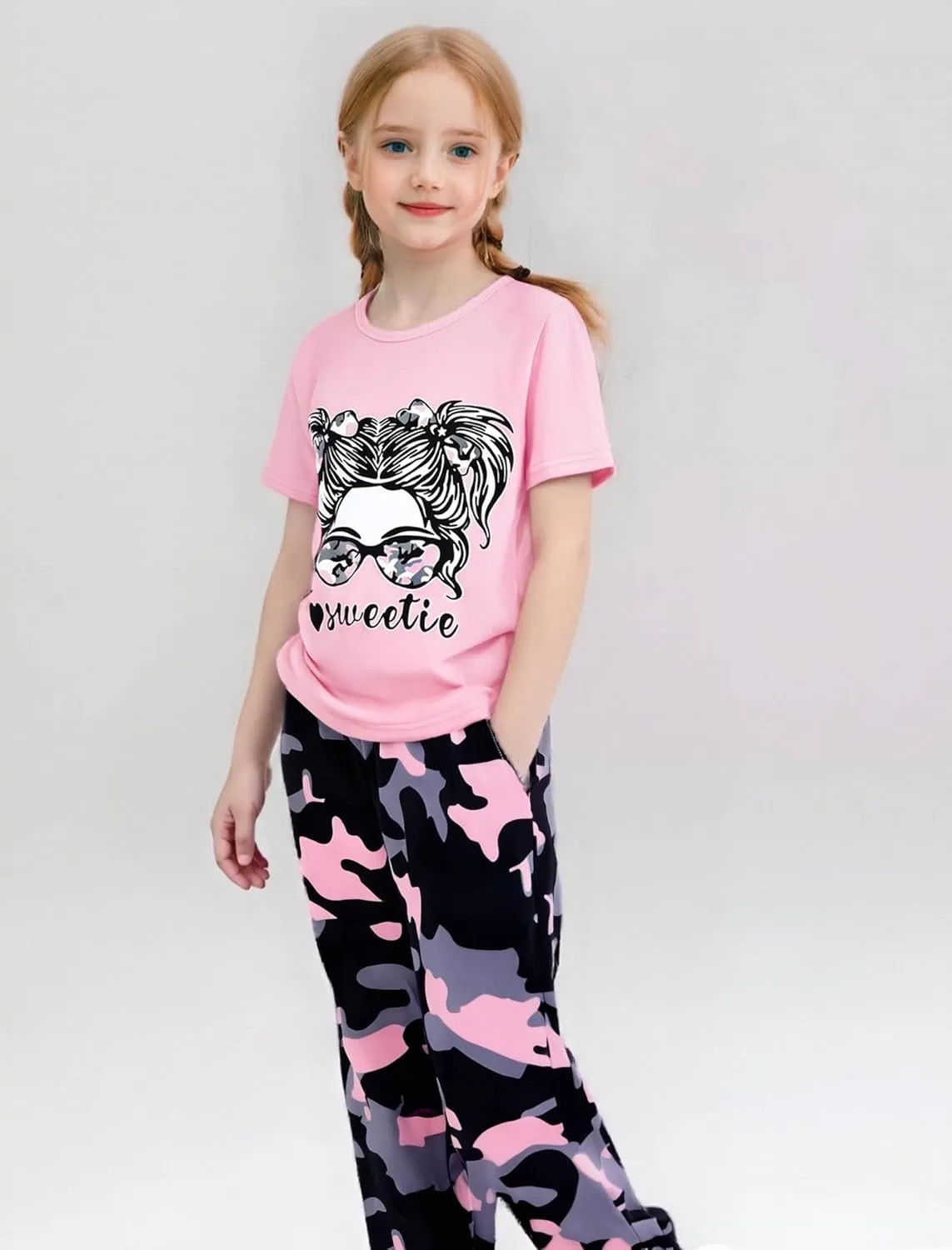 Girl Clothes Cute Cool Girl Tops Splicing Pants 2 Piece Girls Summer Outfits 6-14 Years