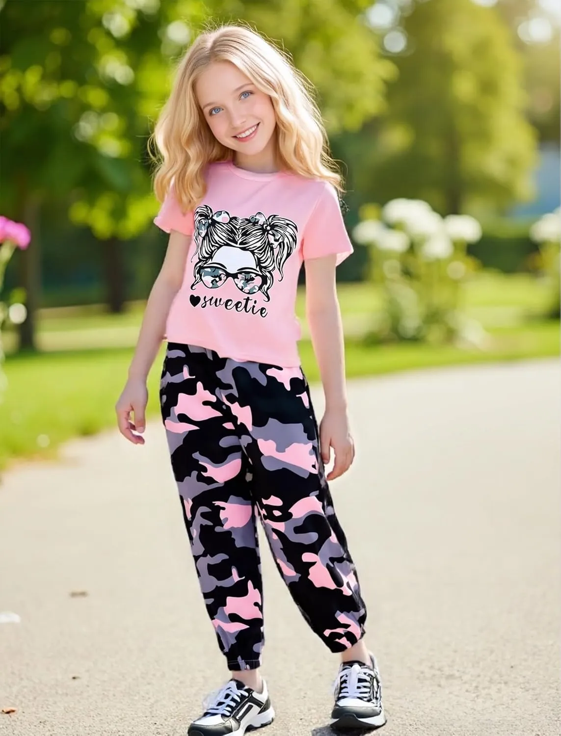 Girl Clothes Cute Cool Girl Tops Splicing Pants 2 Piece Girls Summer Outfits 6-14 Years