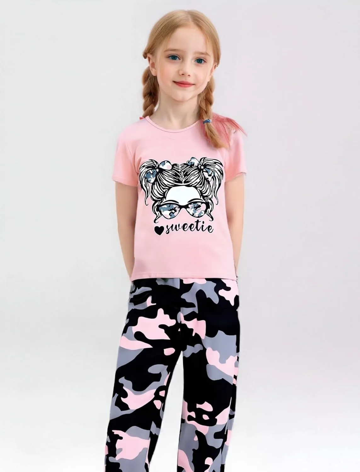Girl Clothes Cute Cool Girl Tops Splicing Pants 2 Piece Girls Summer Outfits 6-14 Years