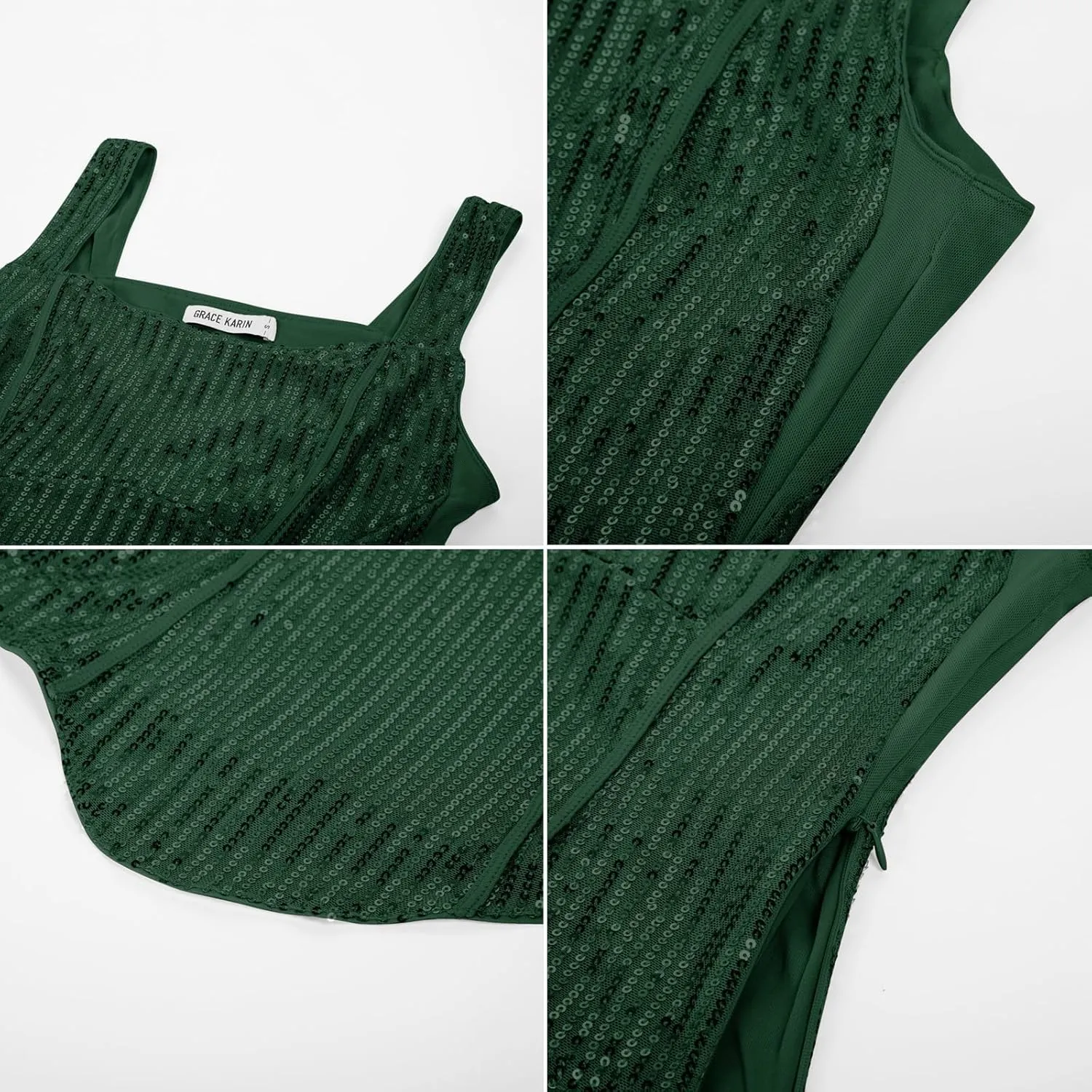 GRACE KARIN Sequin Tank Tops for Women Bustier Corset Top Sparkle Sexy Slim Camisole Sleeveless Party