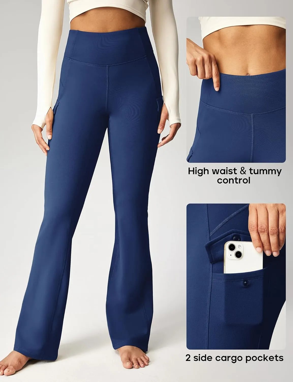 Heathyoga Cargo Sweatpants for Women Waterproof Hiking Pants Women Fleece Lined Pants Bootcut Winter Pants Warm Outdoor