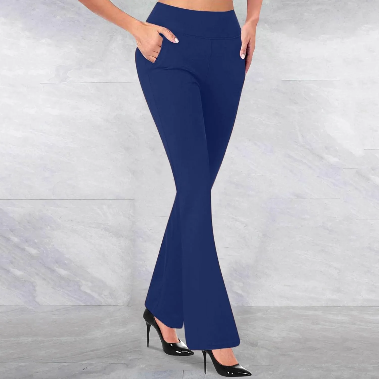 High Waisted Dress Pants for Women Stretchy Straight Leg Pant Work Trouser Business Office Casual Slacks with Pockets