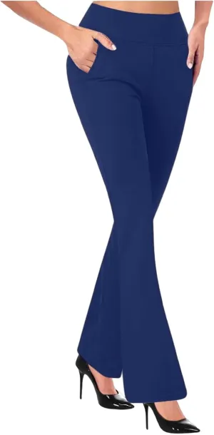High Waisted Dress Pants for Women Stretchy Straight Leg Pant Work Trouser Business Office Casual Slacks with Pockets