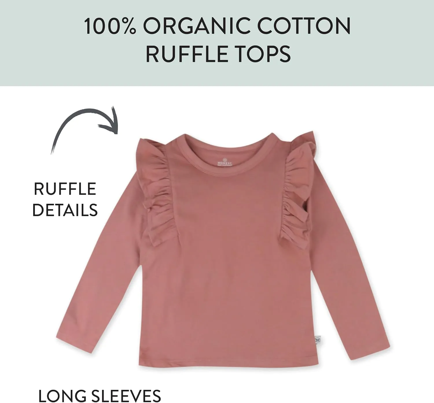 HonestBaby Baby and Toddler Girls' 100% Organic Cotton Side Ruffle Top Set (3 Pack)